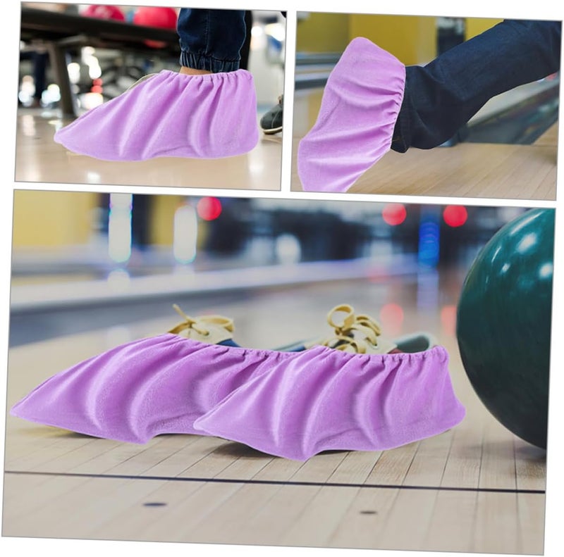 KOMBIUDA Bowling Shoe Covers for Women 2 Pairs Non-Slip Lint Material Indoor Shoe Protectors Elastic Fit Lightweight Washable Foot Covers for Bowling Practice and Sports Accessories - Image 2